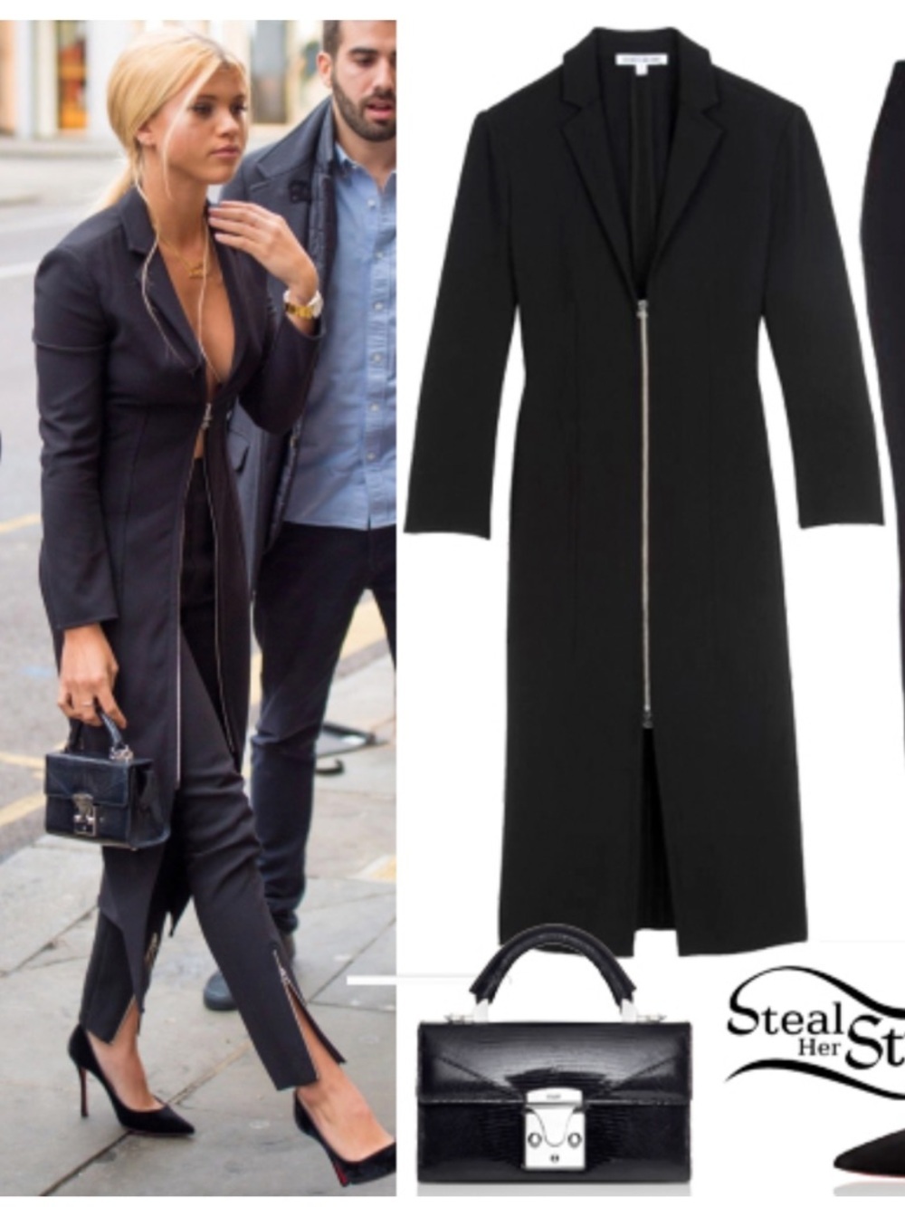 Sofia Richie Elizabeth and James Black Zip-Front Long Coat sz 00